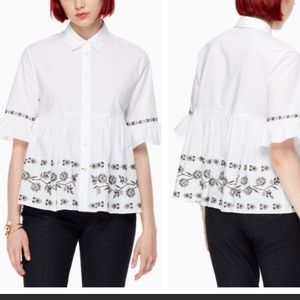 Kate Spade Brooke Street white embroidered top